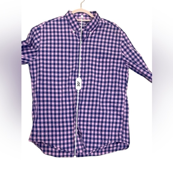 J Crew button down slim fit shirt gingham plaid preppy dusty peony Baltic blue L - Picture 4 of 8